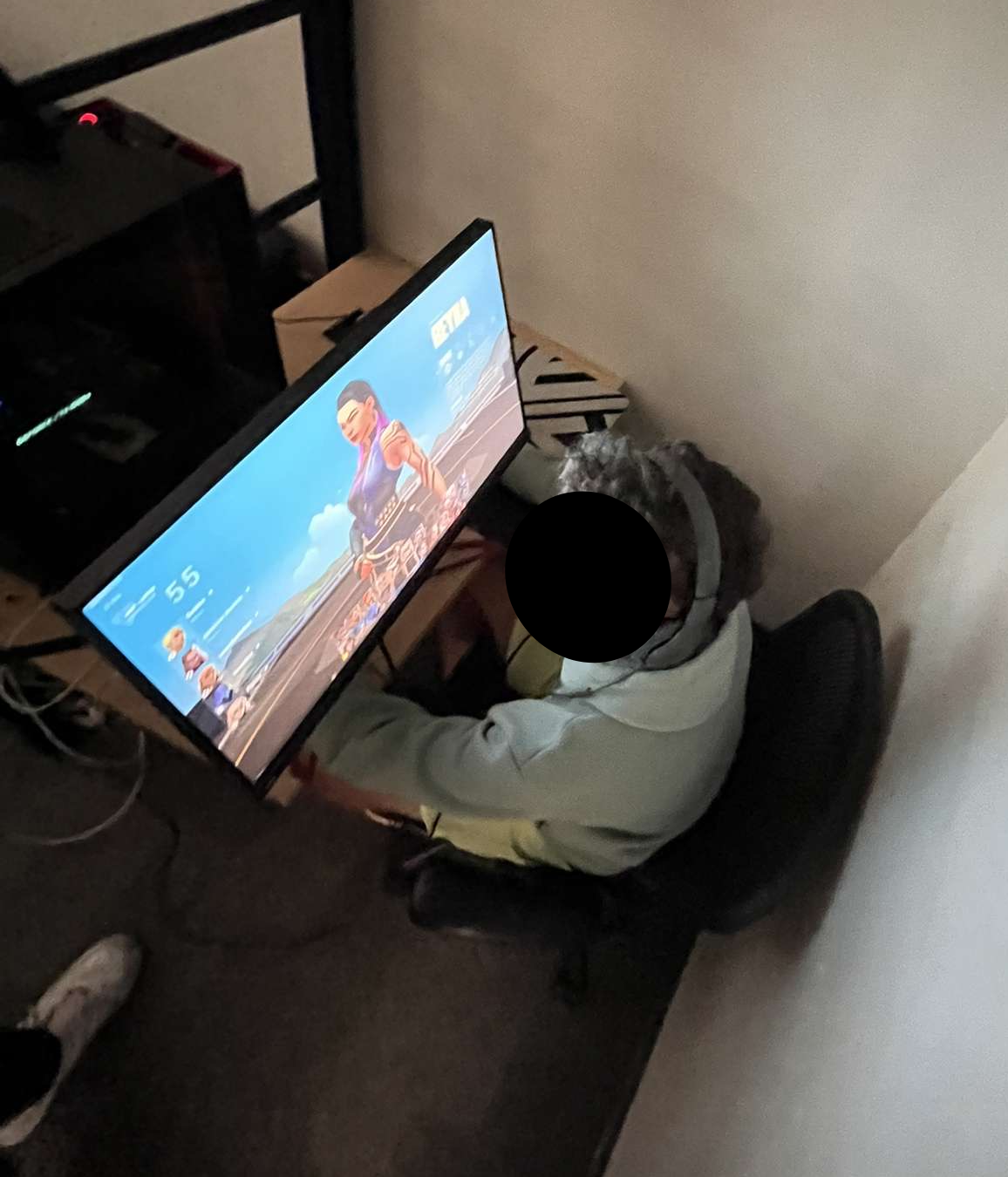 Friend at gaming setup